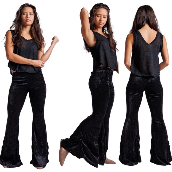 Kucoon Designs Black Velvet Flair Pants - Picture 5 of 15
